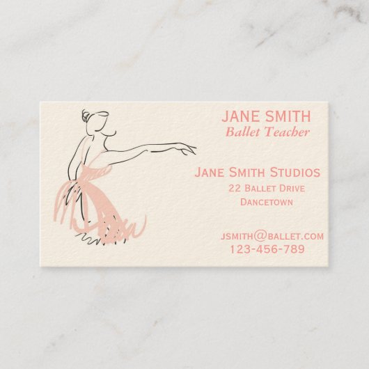 Carte De Visite Studio de danse de studios de ballet de professeur (Devant)