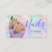 Carte De Visite Studio de manucure chic iridescent opale Artiste O (Devant)