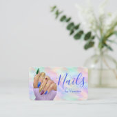 Carte De Visite Studio de manucure chic iridescent opale Artiste O (Debout devant)