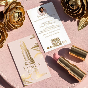 Carte De Visite Studio de Maquillage Luxueux Rose Poudré Or Beauté