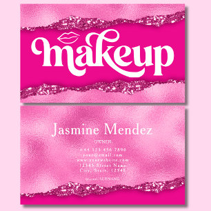 Carte De Visite Studio de maquillage Paillettes Roses