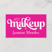 Carte De Visite Studio de maquillage rose chaud chic professionnel (Devant)