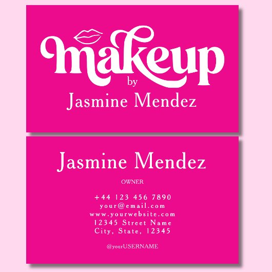 Carte De Visite Studio de maquillage rose chaud chic professionnel