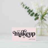 Carte De Visite Studio de maquillage Rose Pâle Chic Professionnel (Debout devant)