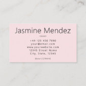 Carte De Visite Studio de maquillage Rose Pâle Chic Professionnel (Dos)