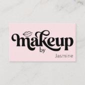 Carte De Visite Studio de maquillage Rose Pâle Chic Professionnel (Devant)