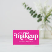 Carte De Visite Studio de maquillage rose vif chic professionnel (Debout devant)
