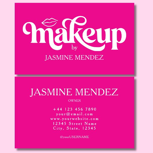 Carte De Visite Studio de maquillage rose vif chic professionnel
