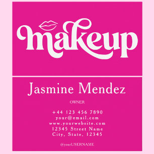 Carte De Visite Studio de maquillage rose vif professionnel chic
