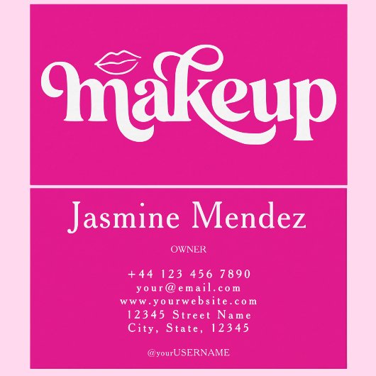 Carte De Visite Studio de maquillage rose vif professionnel chic