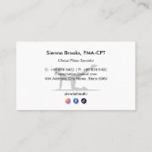 Carte De Visite Studio de Pilates | Code-barres gris moderne (Dos)
