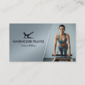 Carte De Visite Studio de Pilates | Code-barres gris moderne (Devant)
