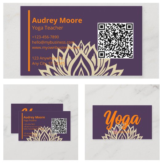 Carte De Visite Studio de professeur de yoga