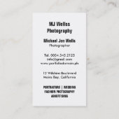 Carte De Visite Studio de professionnel de photographie (Dos)