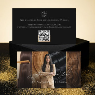 Carte De Visite Studio de salon de beauté de luxe pour cheveux noi