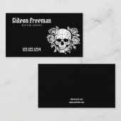 Carte De Visite Studio de tatouage à crâne noir et blanc tendance (Devant / Derrière)
