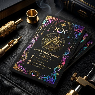 Carte De Visite Studio de tatouage céleste de luxe Mystic Moon Tat