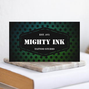 Carte De Visite Studio de tatouage grunge vert moderne   Artiste t