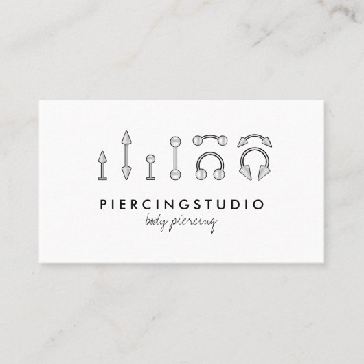 Carte De Visite Studio de tatouage piercing Gris (Devant)