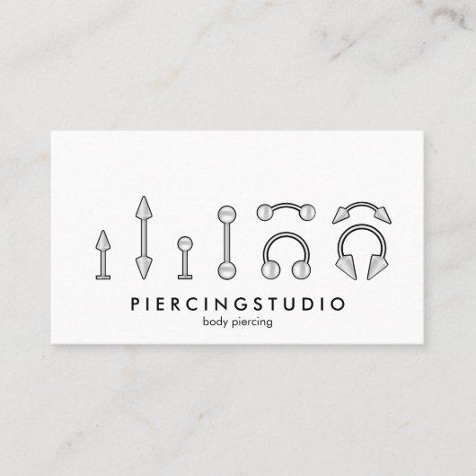 Carte De Visite Studio de tatouage piercing Gris (Devant)