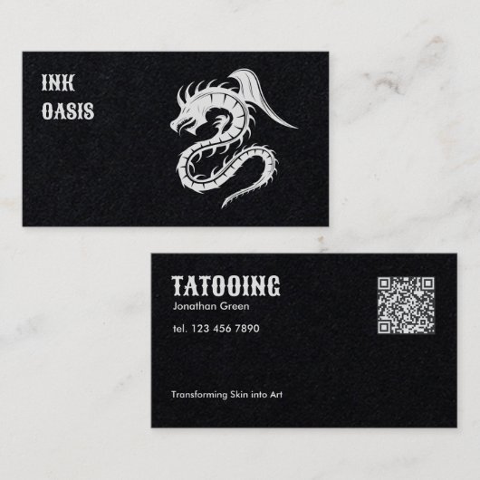 Carte De Visite Studio de tatouage QR (Devant / Derrière)