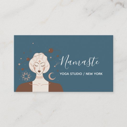 Carte De Visite Studio de yoga céleste aux tons muets modernes (Devant)