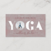 Carte De Visite Studio de yoga de luxe rose chic moderne minimalis (Devant)