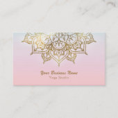 Carte De Visite Studio de yoga moderne chic Mandala or rose pêche (Devant)