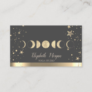 Carte De Visite Studio de Yoga Moons Gold Stars