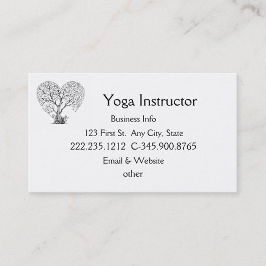Carte De Visite Studio Instructeur Yoga Arbre (Devant)