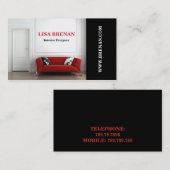 Carte De Visite Studio rouge de meubles de sofa de dessinateur (Devant / Derrière)