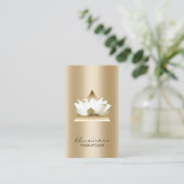 Carte De Visite Studio Yoga Gold Moderne Lotus Élégant (Debout devant)