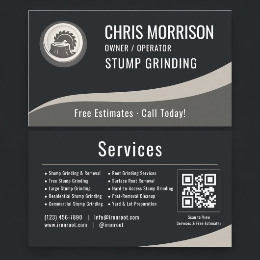 Carte De Visite Stump Grinding QR Code