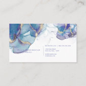 Carte De Visite Stunning Dusty Blue Violet Gold Accent Alcohol Ink (Dos)
