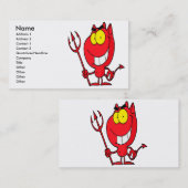 Carte De Visite stupide mignon démon de dessin animé avec fourche (Devant / Derrière)