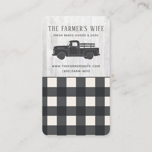 Carte De Visite Style agricole Buffle noir blanc Plaid Bois (Devant)