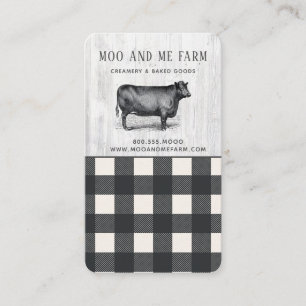 Carte De Visite Style agricole Buffle noir blanc Plaid Bois Bu