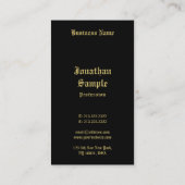 Carte De Visite Style Ancien Script Noir Et Or Typographie tendanc (Dos)