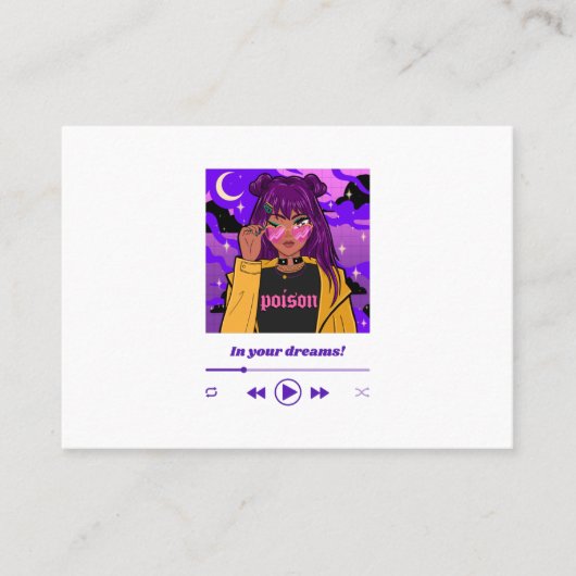 Carte De Visite style anime avec une femme cool (Devant)