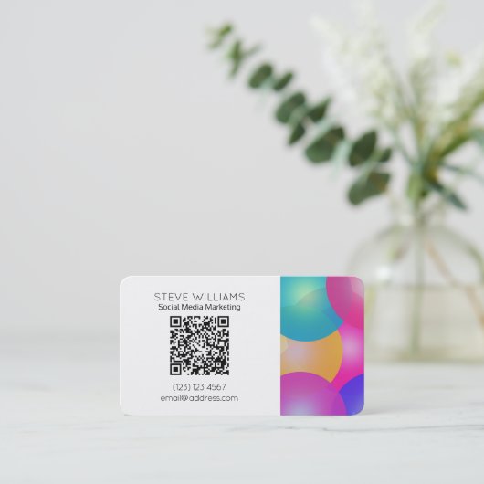 Carte De Visite Style arrondi par code moderne du style QR (Debout devant)