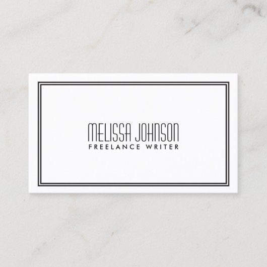 Carte De Visite Style Art Déco Simple Elegance Blanc/Noir (Devant)
