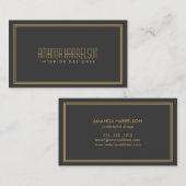 Carte De Visite Style Art Déco Simple Elégance Gris/Or (Devant / Derrière)