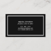 Carte De Visite Style Art Déco Simple Elegance Noir/Blanc (Dos)