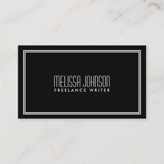 Carte De Visite Style Art Déco Simple Elegance Noir/Blanc (Devant)
