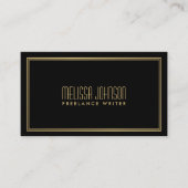 Carte De Visite Style Art Déco Simple Elégance Noir/Faux Or (Devant)