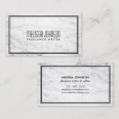 Carte De Visite Style Art Déco simple Marbre/Noir (Devant / Derrière)
