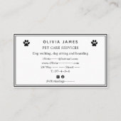 Carte De Visite Style art graffiti unique chien blanc soins (Dos)