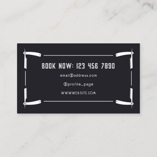 Carte De Visite Style barbier de cadre Razor (Dos)