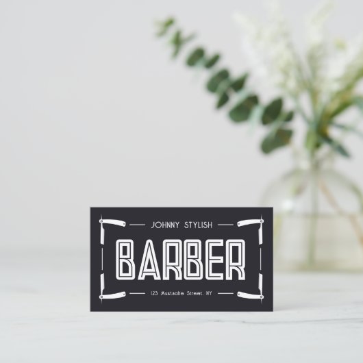 Carte De Visite Style barbier de cadre Razor (Debout devant)