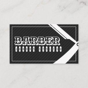 Carte De Visite Style barbier élégant professionnel noir gris